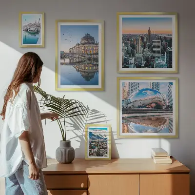 Bildergalerie-Set für die Wand mit Motiven von Stadtlandschaften, Architektur und Natur