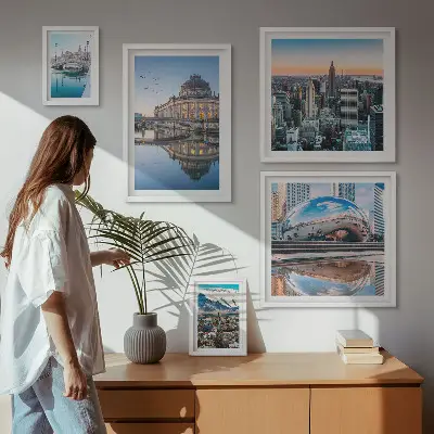 Bildergalerie-Set für die Wand mit Motiven von Stadtlandschaften, Architektur und Natur