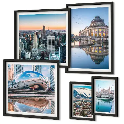 Bildergalerie-Set für die Wand mit Motiven von Stadtlandschaften, Architektur und Natur
