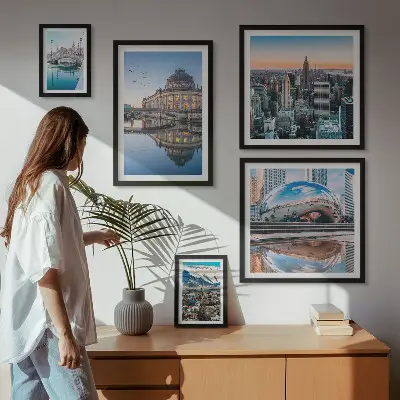 Bildergalerie-Set für die Wand mit Motiven von Stadtlandschaften, Architektur und Natur