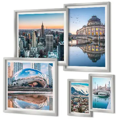 Bildergalerie-Set für die Wand mit Motiven von Stadtlandschaften, Architektur und Natur