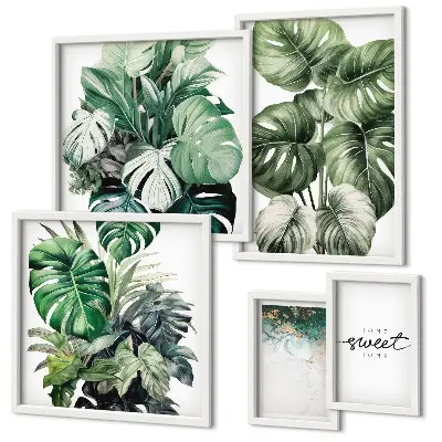 Modernes Wandbilder-Set mit Pflanzenmotiven