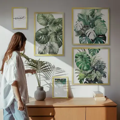 Modernes Wandbilder-Set mit Pflanzenmotiven