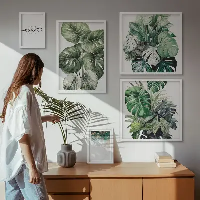 Modernes Wandbilder-Set mit Pflanzenmotiven