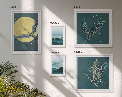 Modernes wandbilder-set Landschaften, Vögel, Nachthimmel