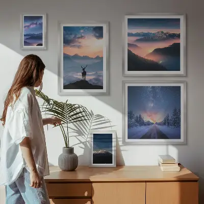 Bilderset Berglandschaften bei Nacht fürs Sofa