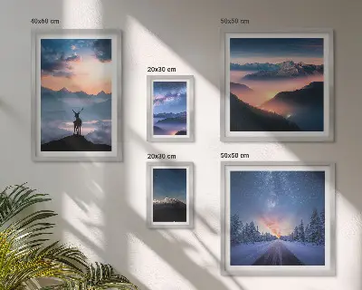 Bilderset Berglandschaften bei Nacht fürs Sofa