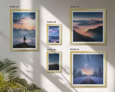 Bilderset Berglandschaften bei Nacht fürs Sofa