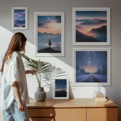 Bilderset Berglandschaften bei Nacht fürs Sofa