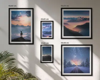 Bilderset Berglandschaften bei Nacht fürs Sofa