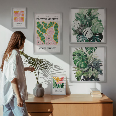 Modernes wandbilder-set Pflanzenmotive, Boho-Blumen