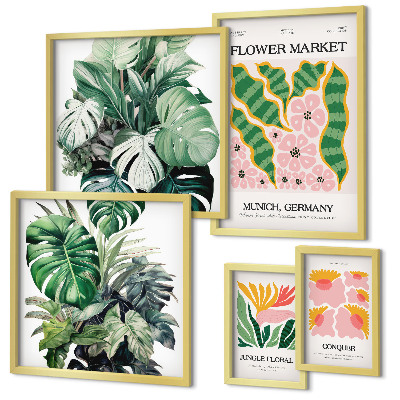 Modernes wandbilder-set Pflanzenmotive, Boho-Blumen