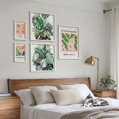 Modernes wandbilder-set Pflanzenmotive, Boho-Blumen