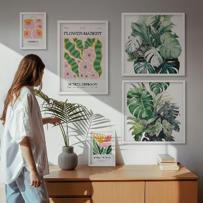 Modernes wandbilder-set Pflanzenmotive, Boho-Blumen