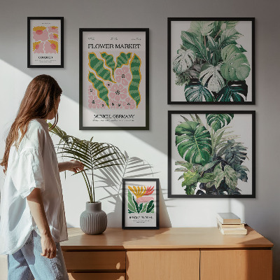 Modernes wandbilder-set Pflanzenmotive, Boho-Blumen