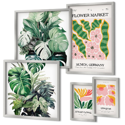 Modernes wandbilder-set Pflanzenmotive, Boho-Blumen