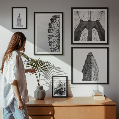 Modernes wandbilder-set Schwarz-weiße Großstadtarchitektur