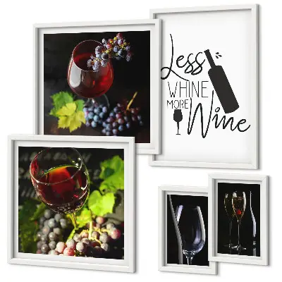 Bildergalerie-Set für die Wand mit Motiven zu Wein und Accessoires