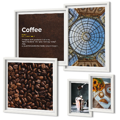 Modernes wandbilder-set Kaffeegebäck im rustikalen Stil