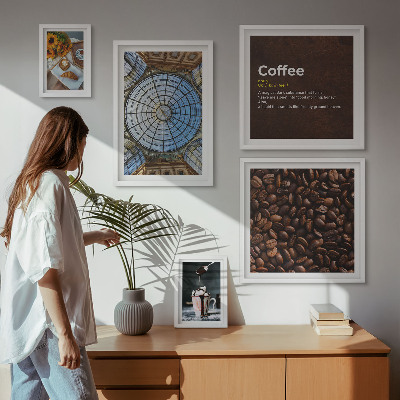 Modernes wandbilder-set Kaffeegebäck im rustikalen Stil