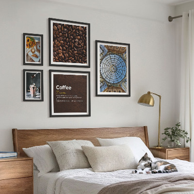 Modernes wandbilder-set Kaffeegebäck im rustikalen Stil