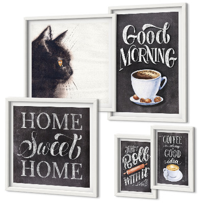 Bildergalerie-set für die wand Kaffeekatzen-positive Slogans