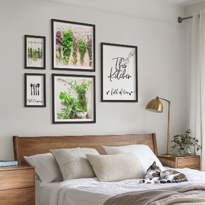 Modernes wandbilder-set Küchenkräuter und Kochen