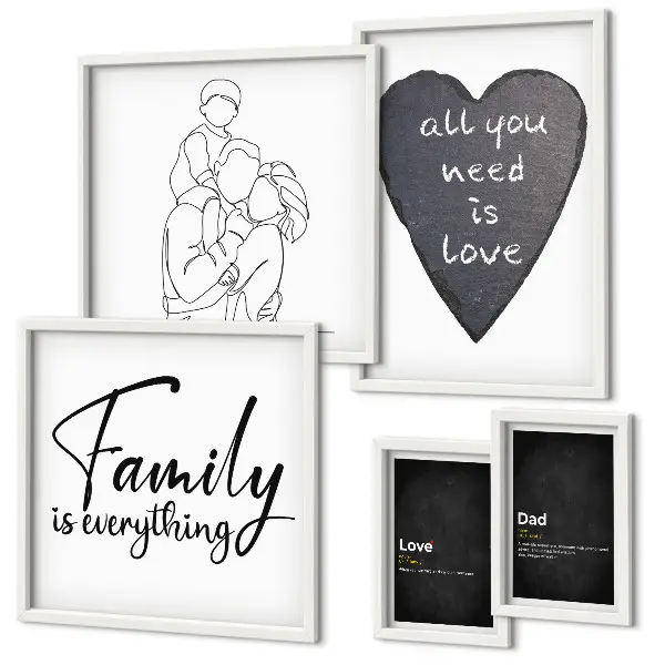 Bilderset fürs Sofa mit dem Motiv Familienwerte, Liebe und Nähe