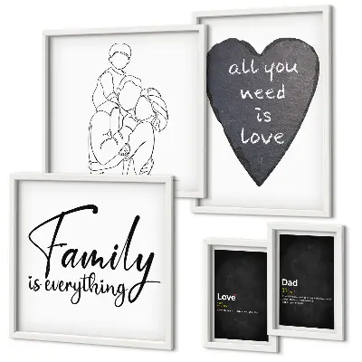 Bilderset fürs Sofa mit dem Motiv Familienwerte, Liebe und Nähe