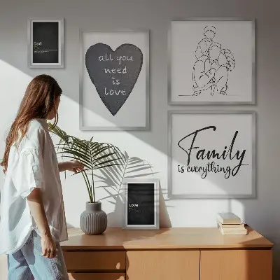 Bilderset fürs Sofa mit dem Motiv Familienwerte, Liebe und Nähe