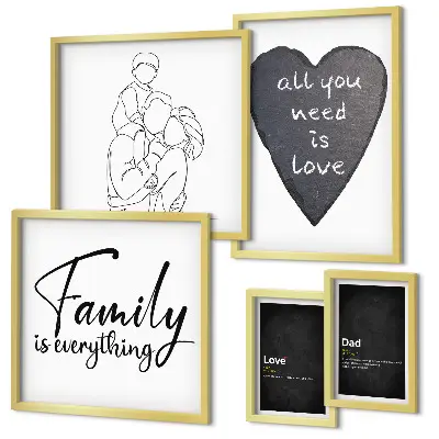 Bilderset fürs Sofa mit dem Motiv Familienwerte, Liebe und Nähe