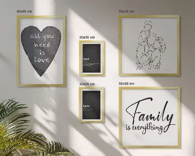 Bilderset fürs Sofa mit dem Motiv Familienwerte, Liebe und Nähe