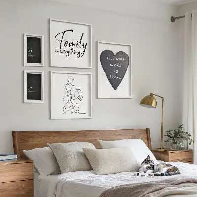 Bilderset fürs Sofa mit dem Motiv Familienwerte, Liebe und Nähe