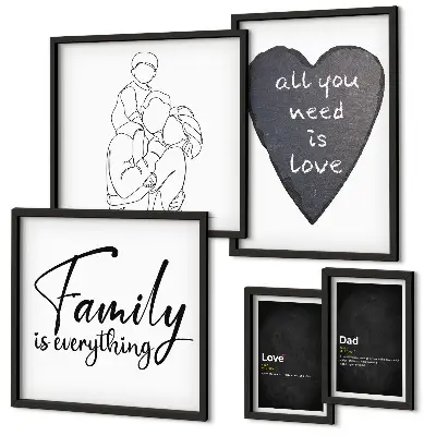 Bilderset fürs Sofa mit dem Motiv Familienwerte, Liebe und Nähe