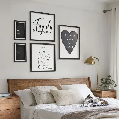 Bilderset fürs Sofa mit dem Motiv Familienwerte, Liebe und Nähe