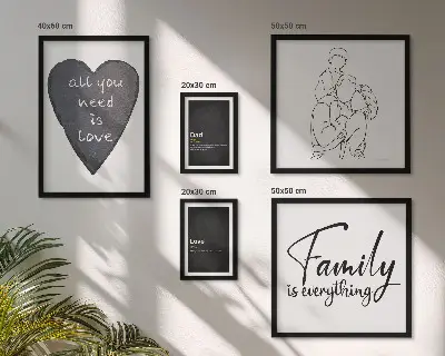 Bilderset fürs Sofa mit dem Motiv Familienwerte, Liebe und Nähe