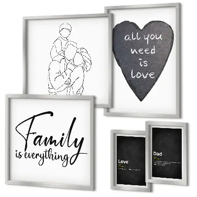 Bilderset fürs Sofa mit dem Motiv Familienwerte, Liebe und Nähe