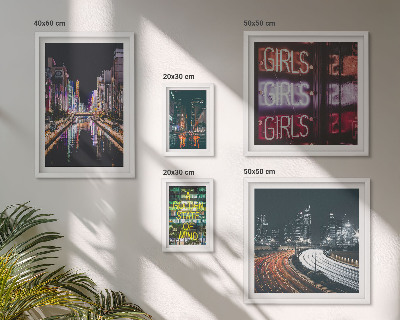 Bildergalerie-set für die wand Moderne Stadt bei Nacht, Neonlicht