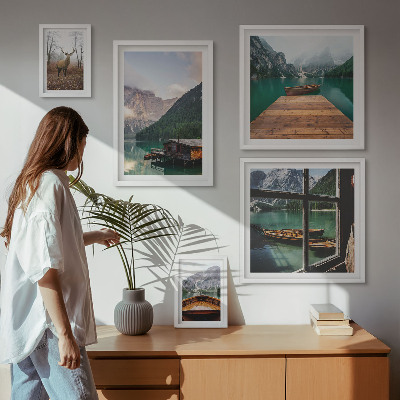Modernes wandbilder-set Berglandschaften mit Seen