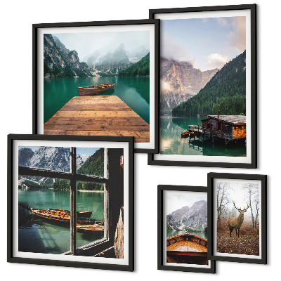 Modernes wandbilder-set Berglandschaften mit Seen