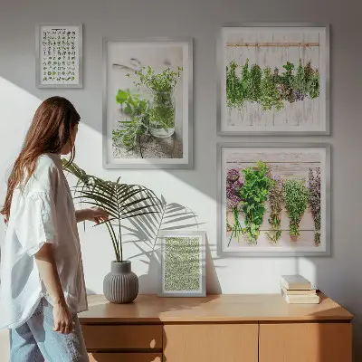 Bilderset fürs Sofa mit Inspirationen für Kräuterdekorationen