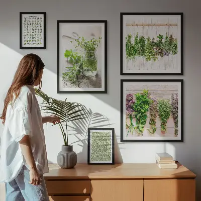 Bilderset fürs Sofa mit Inspirationen für Kräuterdekorationen