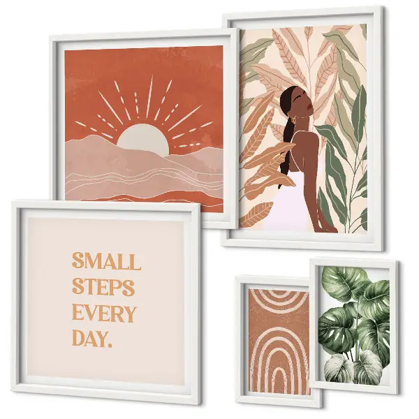Bildergalerie-Set für die Wand mit Pflanzenmotiven im Boho-Stil