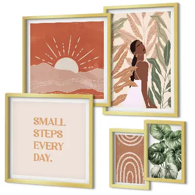 Bildergalerie-Set für die Wand mit Pflanzenmotiven im Boho-Stil