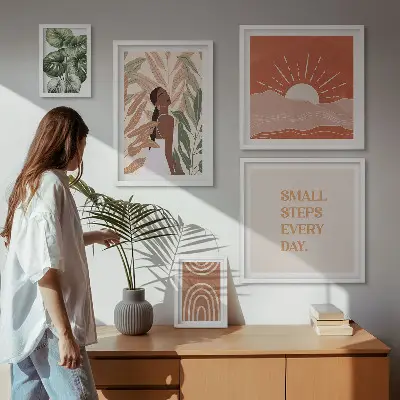 Bildergalerie-Set für die Wand mit Pflanzenmotiven im Boho-Stil