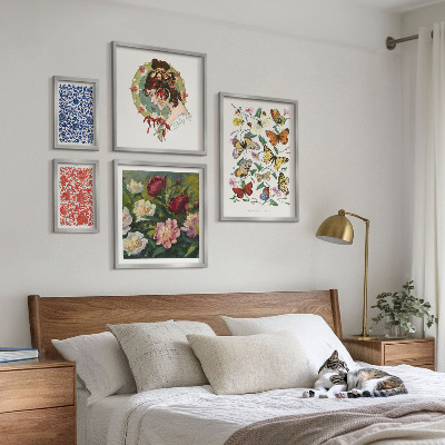 Modernes wandbilder-set Blumen, Schmetterlinge, Vintage-Dekorationen