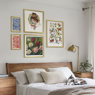 Modernes wandbilder-set Blumen, Schmetterlinge, Vintage-Dekorationen
