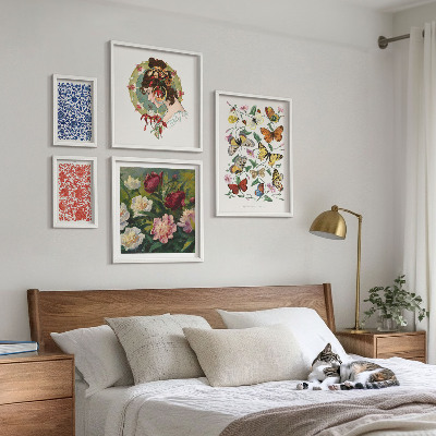 Modernes wandbilder-set Blumen, Schmetterlinge, Vintage-Dekorationen