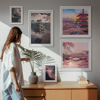 Modernes wandbilder-set Japanische Landschaften mit Kirschbäumen