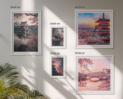 Modernes wandbilder-set Japanische Landschaften mit Kirschbäumen